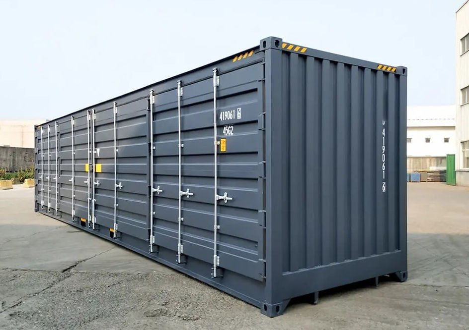 Container 40 piedi open side high cube – lato completamente apribile, grigio 1 Container 40 piedi open side high cube