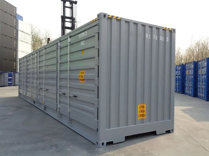 Container 40 piedi open side high cube – lato completamente apribile, grigio 2 Container 40 piedi open side high cube – lato completamente apribile, grigio - immagine 2