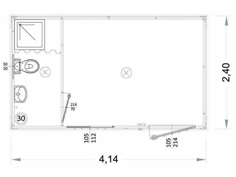 Box prefabbricato 4 m | wc, lavabo e doccia | altezza interna 240 cm 5 Box prefabbricato 4 m | wc, lavabo e doccia | altezza interna 240 cm - immagine 5